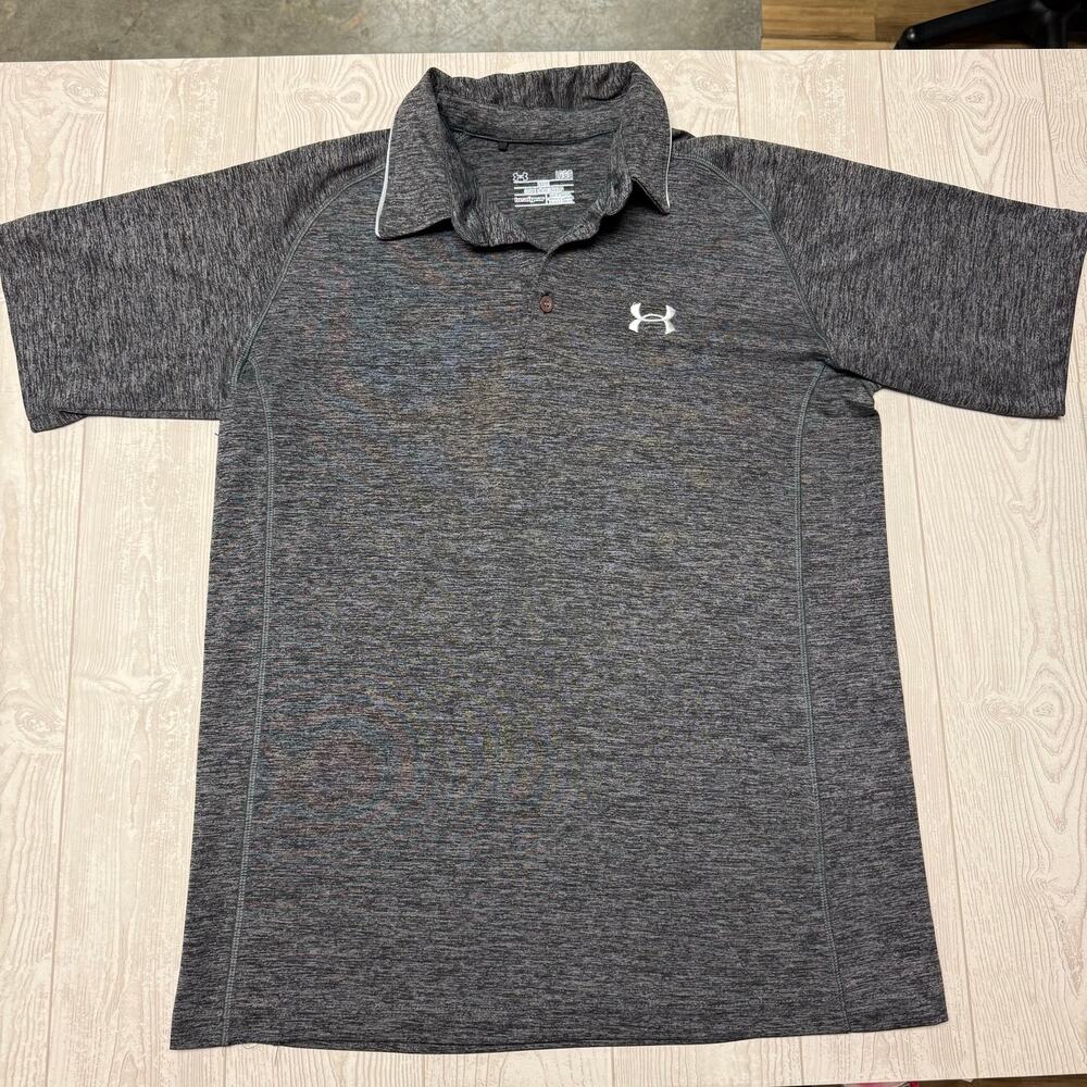 Under Armour HeatGear Men’s Large Gray Loose Fit Performance Golf Polo Shirt